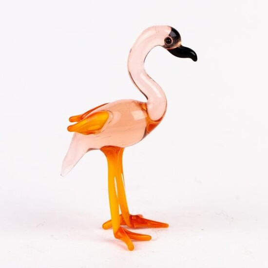 Murano Venetian Glass Sculpture Pink Flamingo