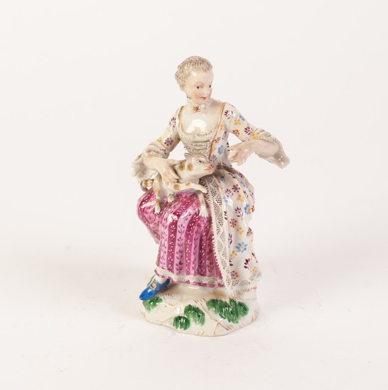 NINETEENTH CENTURY MEISSEN LACE PORCELAIN FIGURE OF A YOUNG ...