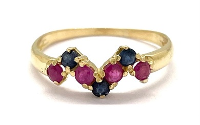 "NO RESERVE PRICE" - 18 kt. Yellow gold - Ring - 0.25 ct Rubies - 0.15 ct Sapphires
