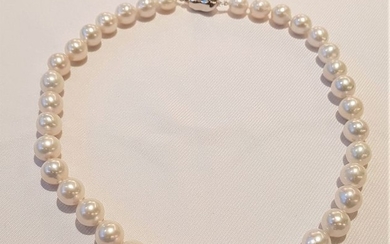 NO RESERVE PRICE - 925 Silver - 10x11mm Cultured Pearls - Necklace