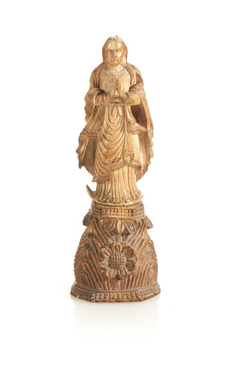 Nª Sra., Esc. Indo-portuguesa, séc. XVII, marfim