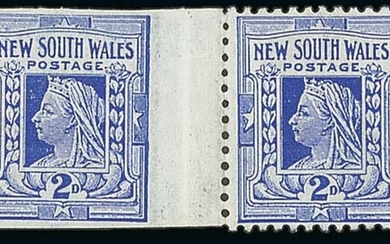 New South Wales 1899 (Oct.) Watermark Crown over "NSW" (II) 2d. cobalt-blue, an interpanneau s...