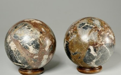 Nice pair large antique marble orbs