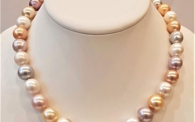 No Reserve Price - 925 Silver - 11x15mm Multi Edison Pearls - Necklace
