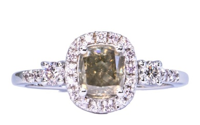 No Reserve Price - Ring - 14 kt. White gold - 1.47 tw. Grey Diamond (Natural coloured) - Diamond