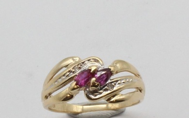No Reserve Price - Ring - 18 kt. Yellow gold Ruby - Diamond