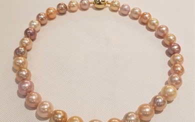 No reserve price - - 925 Silver - 11x13mm Multi Edison Pearls - Necklace
