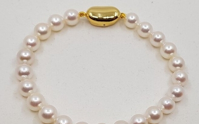 No reserve price - 925 Silver - Top grade 6.5x7mm Akoya Pearls - Bracelet