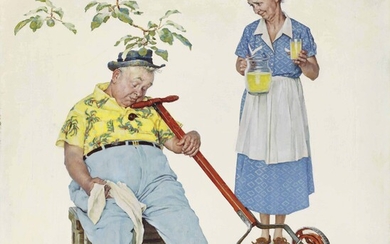 Norman Rockwell (1894-1978), Tender Years: Mowing the Lawn