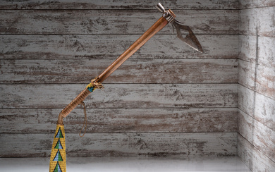 Northern Plains Spontoon Pipe Tomahawk, with Beaded Drop