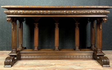 Office table - Renaissance Style - Walnut - Mid 19th century
