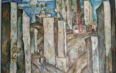 Oil painting Mill construction Tvapinov Egor
