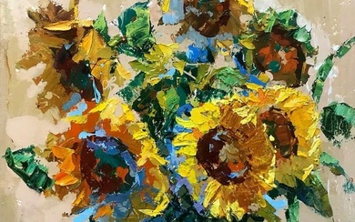 Oil painting Sunflowers from the field Kalenyuk Oksana