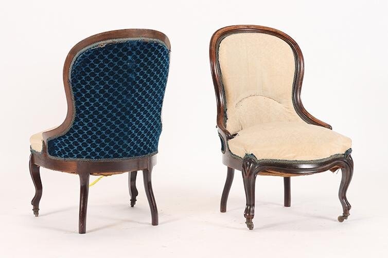 PAIR SHAPELY ROSEWOOD SLIPPER CHAIRS C.1870