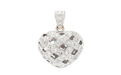 PENDANT, or blanc 18K, cœur, diamants taille brillant approx. 0,80 ctw, approx. TW/VS, poids 7,8...