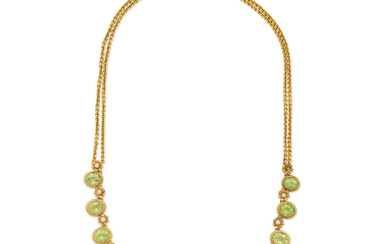 PERIDOT AND SEED PEARL NECKLACE, CIRCA 1880