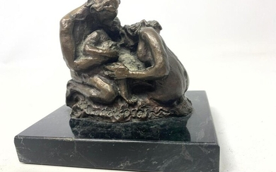 PHILLIP RATNER Figural Sculpture. Kneeling family embra