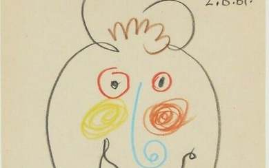 Pablo Picasso (1881-1973) Colored Pencil Drawing