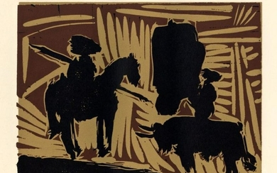 Pablo Picasso linocut "Before the Goading of the Bull"