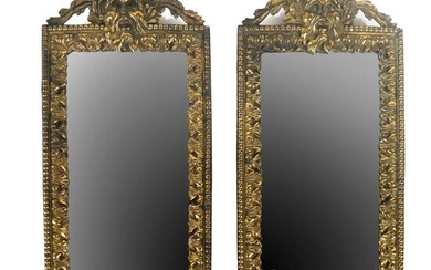 Pair Allegorical Gilt Bronze Mirrors