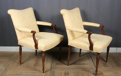 Pair Carved and Upholstered Armchairs
