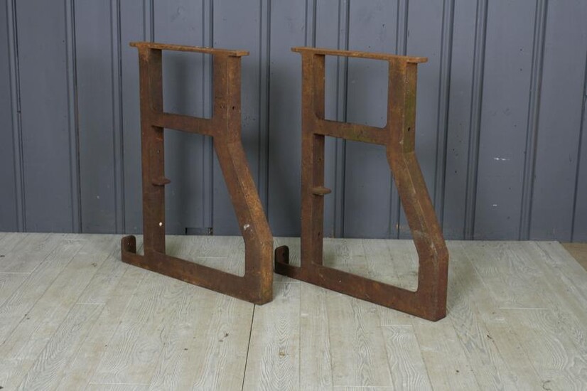 Pair Cast Iron Industrial Table Legs