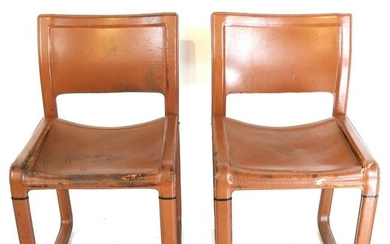 Pair Matteo Grassi Leather Side Chairs
