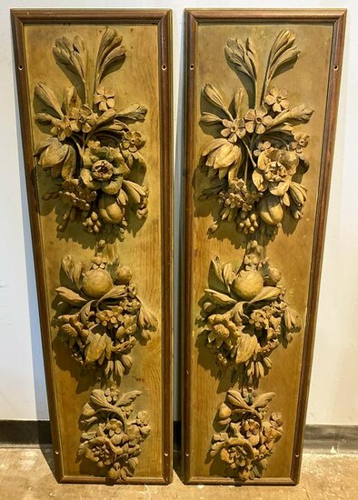 Pair Of Continental Carved Wood Panels