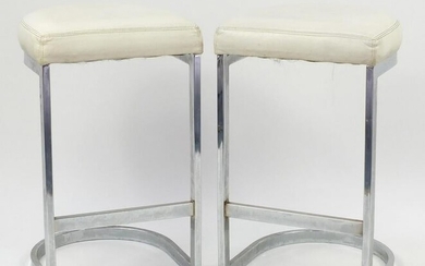 Pair of 1970's Dillingham MFG chrome stools, each 74cm