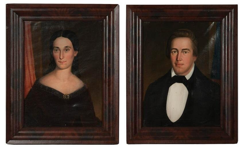 Pair of 19th Century Paintings of Man and Woman
