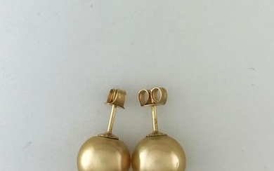 Pair of 750°/°° gold ear chips with 10mm...
