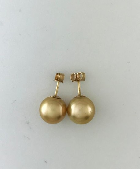 Pair of 750°/°° gold ear chips with 10mm...