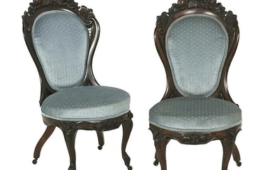 Pair of American Laminated Rosewood Side Chairs