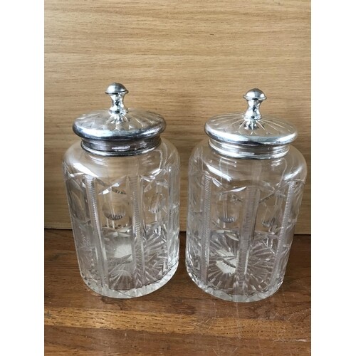 Pair of Bo Concept 'Sia' Collection Crystal Canisters with S...
