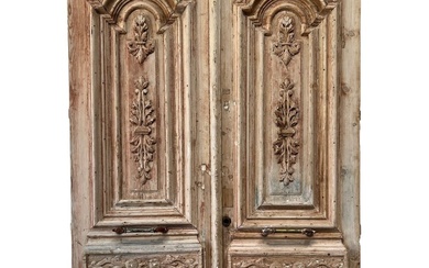 Pair of Carved French Architectural Painted Doors 104"H x 56...