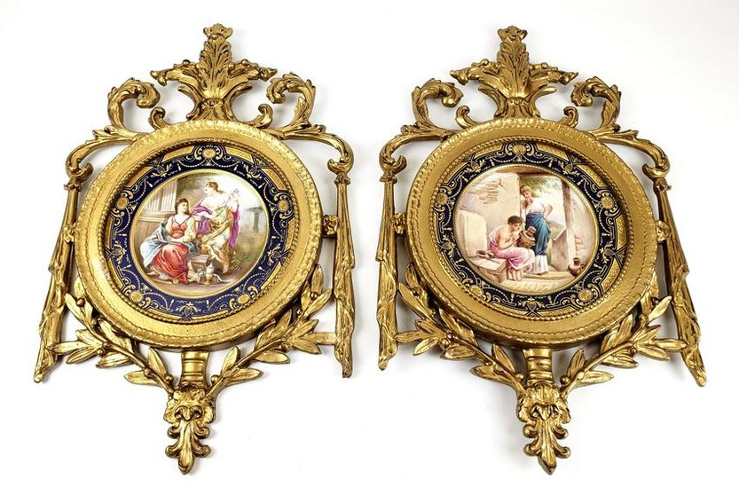 Pair of Magnificent 19th C. Framed Sevres Porcelain