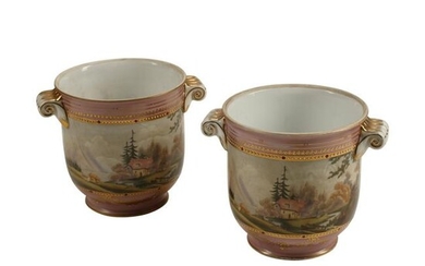 Pair of Sevres Style Porcelain Cache Pots.