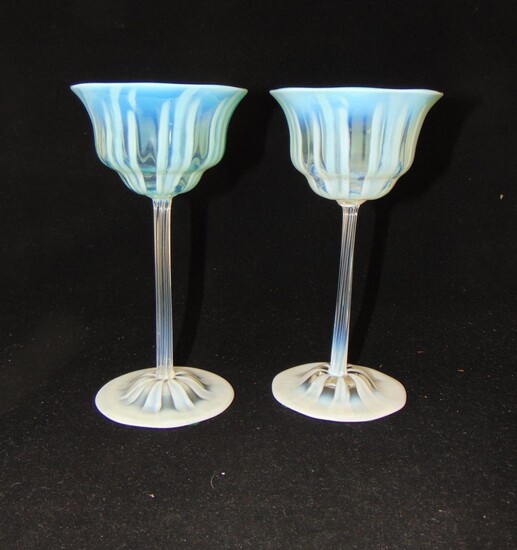 Pair of Tiffany Favrile glass wines