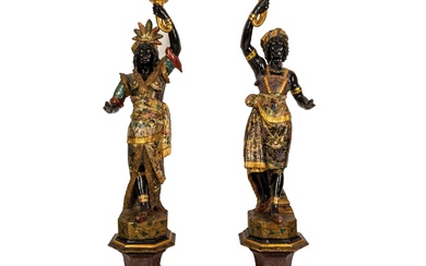 Pair of antique, large Venetian torch holders