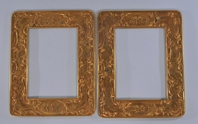 Pair of gold gilt bronze ornate frames. Figural