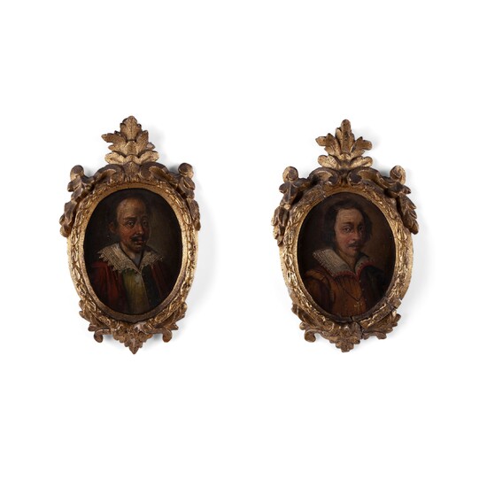 Pair of portraits on slate, one depicting the mosaicist Marcello Provenzale, Italy 17th century