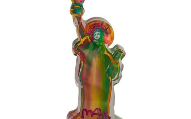 Peter Max b.1937 LIBERTY Painted Lucite Sculpture