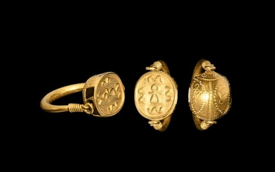 Phoenician Gold Swivel Ring with Scarab