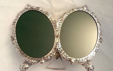 Picture frame, oval double- .800 silver - Italy - mid 20th century