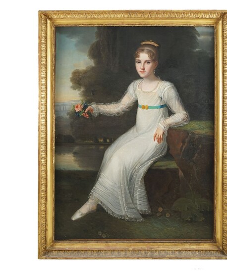 Pittore francese della fine del XVIII secolo Ritratto di una giovane...