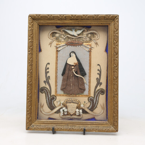 Portrait of a nun, French collage, early 20th Century.