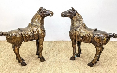 Pr Bronze Chinese Figural Horse Sculptures