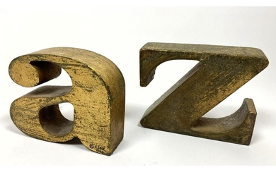 Pr C. JERE A and Z Gilt Iron Bookends. Modernist form.