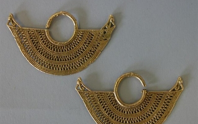 Pre-Columbian Sinu Gold Filigree Ear Ornaments