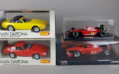 QUATRE VOITURES, 3 échelle 1/18 et 1 échelle 1/20 : 1x Giogi Techno Ferrari Daytona...